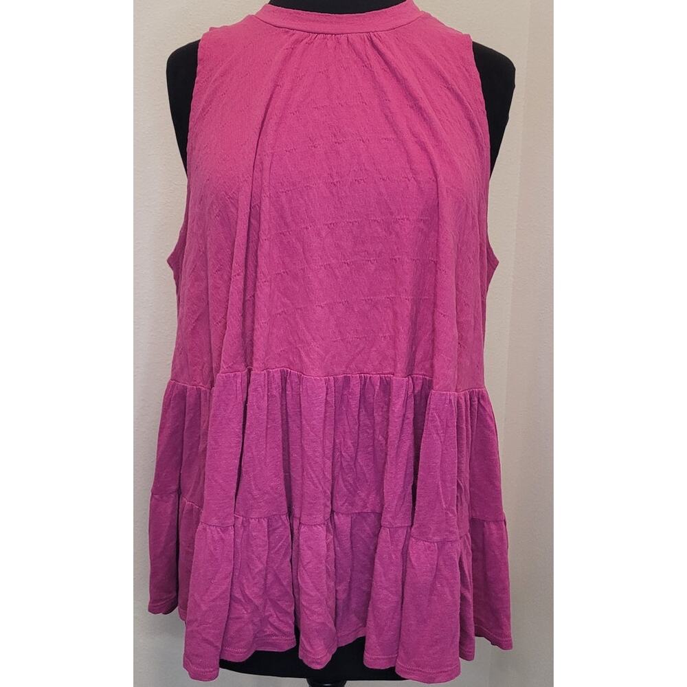 Free People Right On Time Tunic Tank Pink Boho Babydoll Open Back